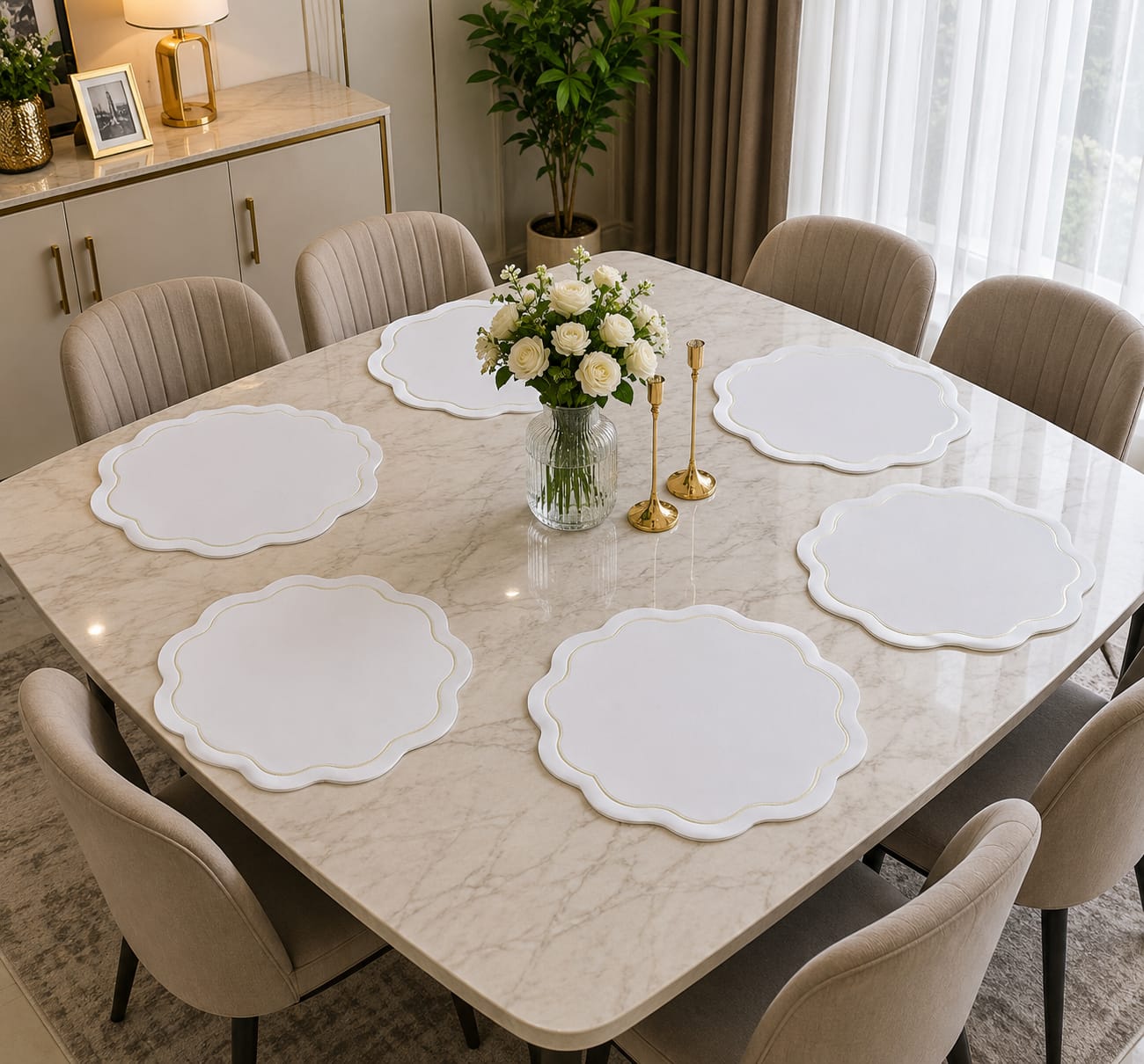 Modern Round faux leather PVC Table mats for Dinning