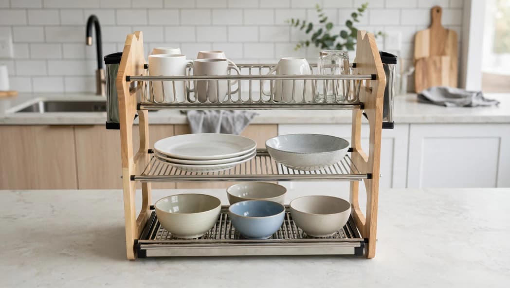Heavy duty Elegant 3 tier STAINLESS STEEL DISH RACK