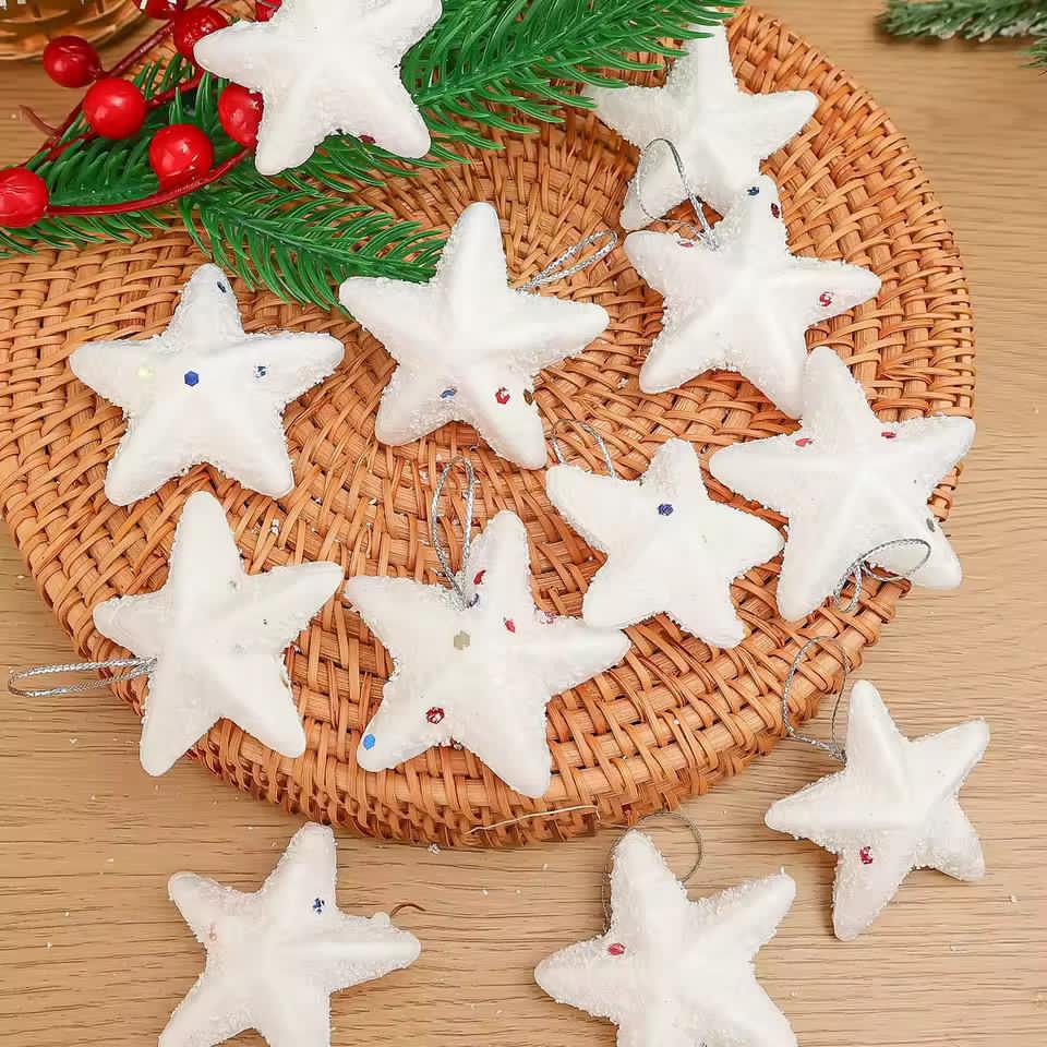 6pc set Christmas Star Hanging Pendants Foam