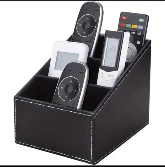 Multi-Compartment Leather Desk Organizer /Remote organizer