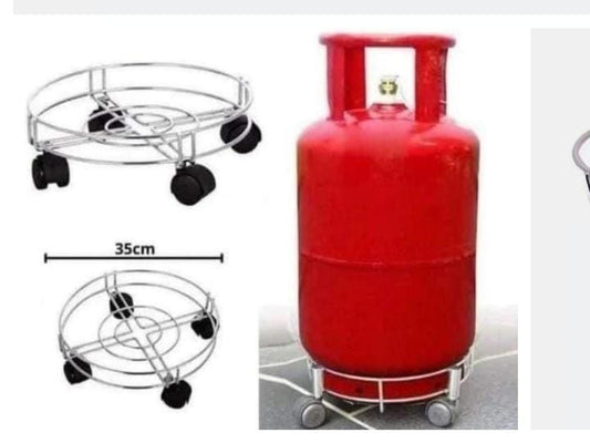 Heavy duty metallic gas cylinder planter movable trolley with wheels