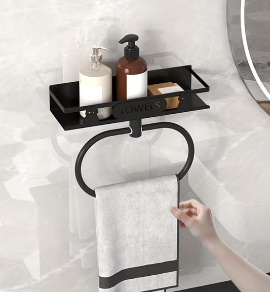 Bathroom Towel Rack with Storage Shelf