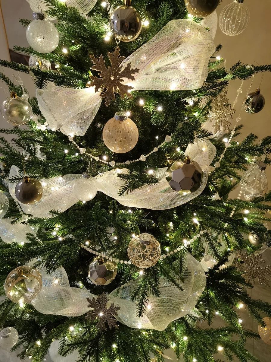 Christmas Ribbon Tree Decoration Mesh Tulle Roll Fabric