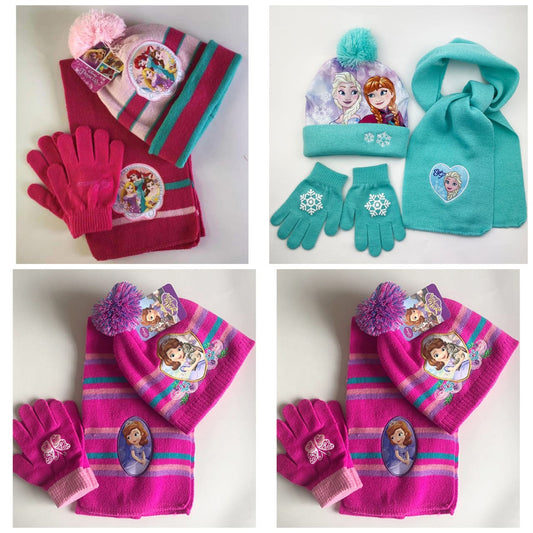 3 IN 1WINTER KIDS CARTOON THEMED BEENIES HAT,SCARF SET AND GLOVES