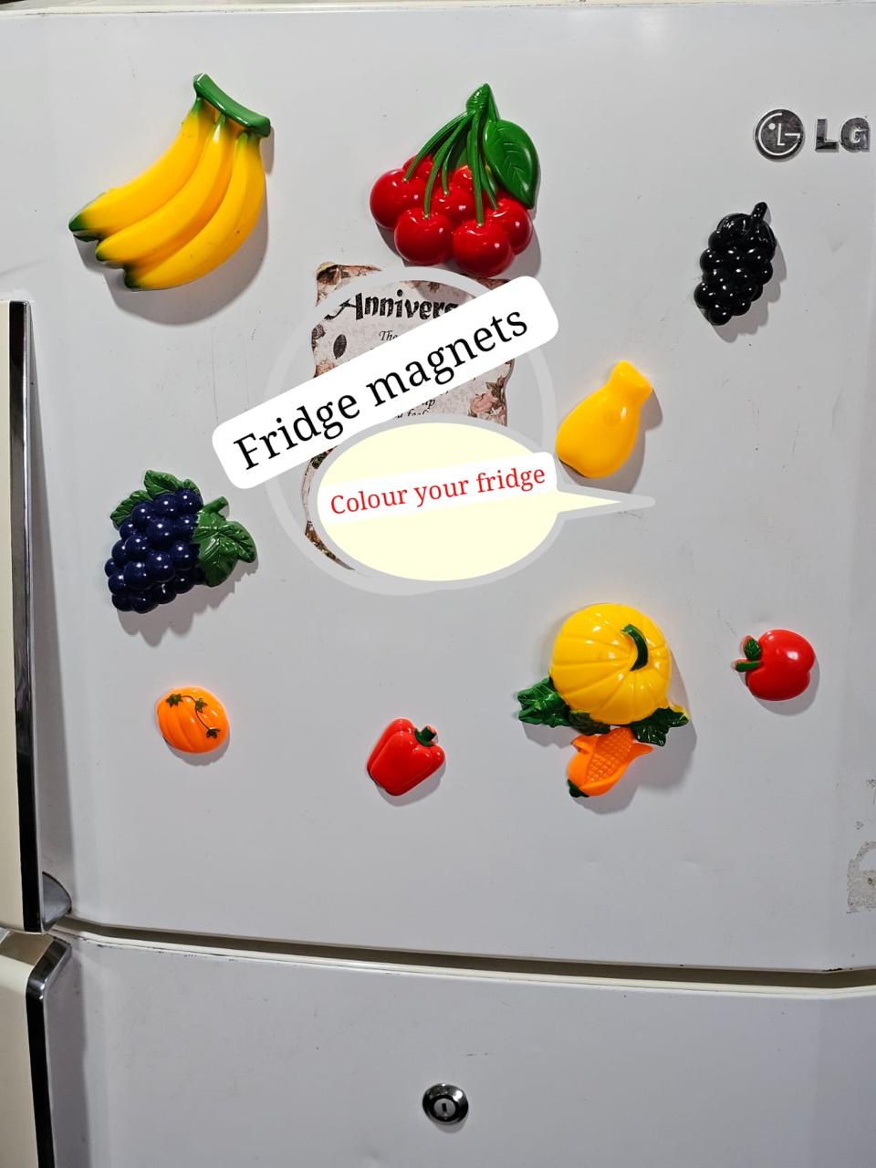 Sticker 10 piece Cute Decorative and Educational Magnetic Fruit  and vegetables Fridge Stickers/ Memo Holders