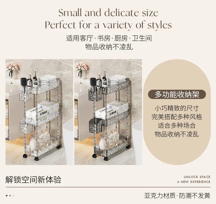 Versatile 3 tier storage cart with wheels