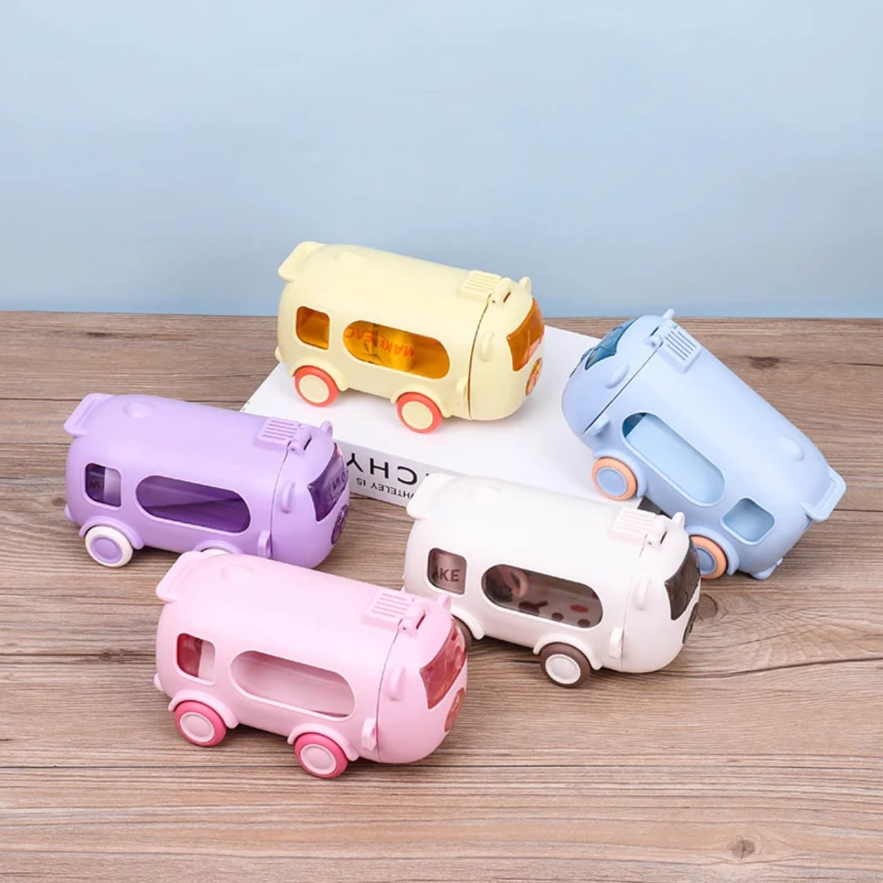 2-in-1 toy bus water bottle for kids