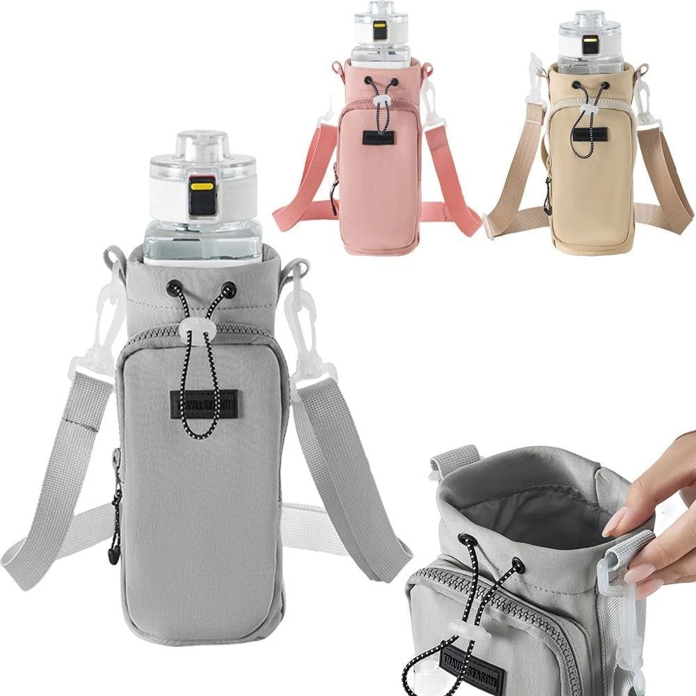 Water Bottle Draw string bag Holder with Strap Crossbody Insulated Water Bottle Carrier Sling Bag
