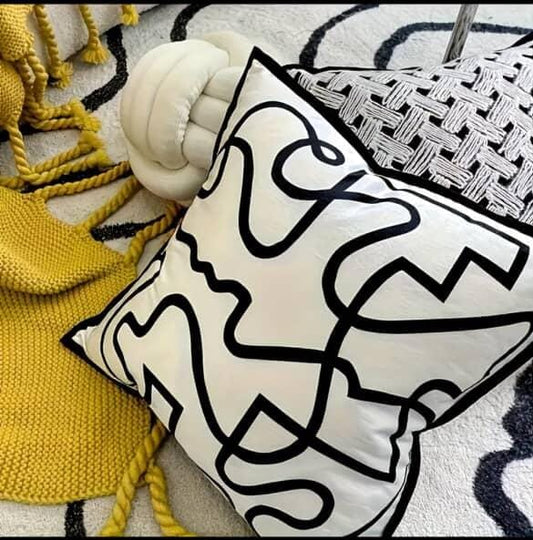 Modern Abstract Black and White Throw Pillow Cover