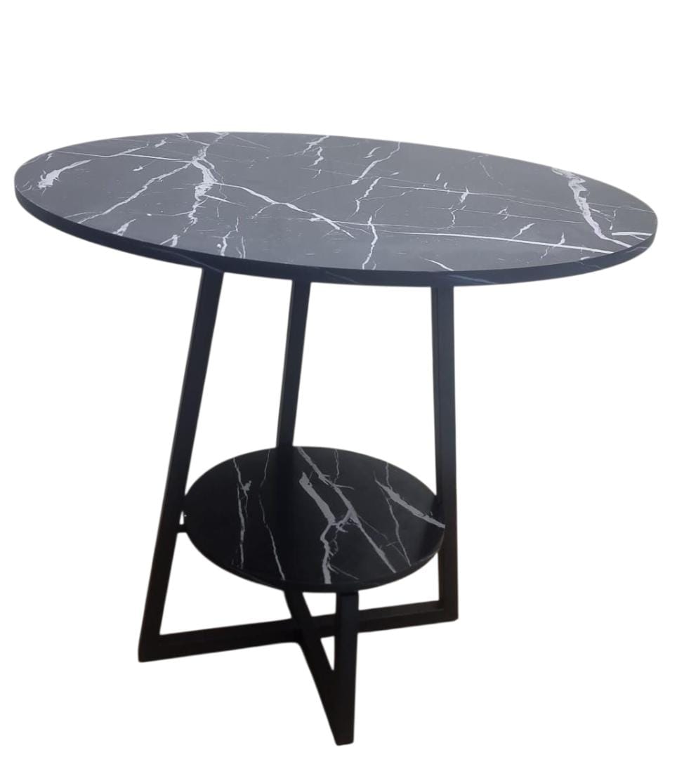 2 layer round 3 legged metal frame table
