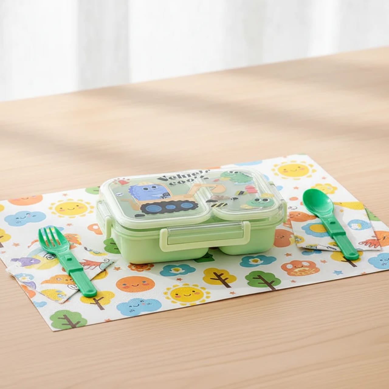 2-Compartment Bento Lunch Box with Spoon