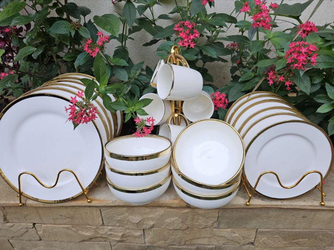 24pcs gold rimmed high quality dinner set