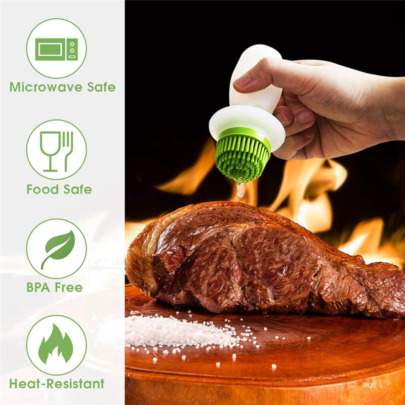 Heat resistant silicone oil brush with glass bottle