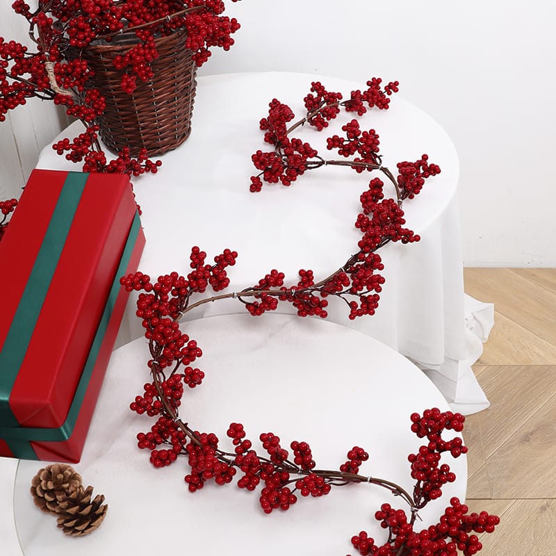 Artificial Red Berry Plants Christmas Garland

with no lights