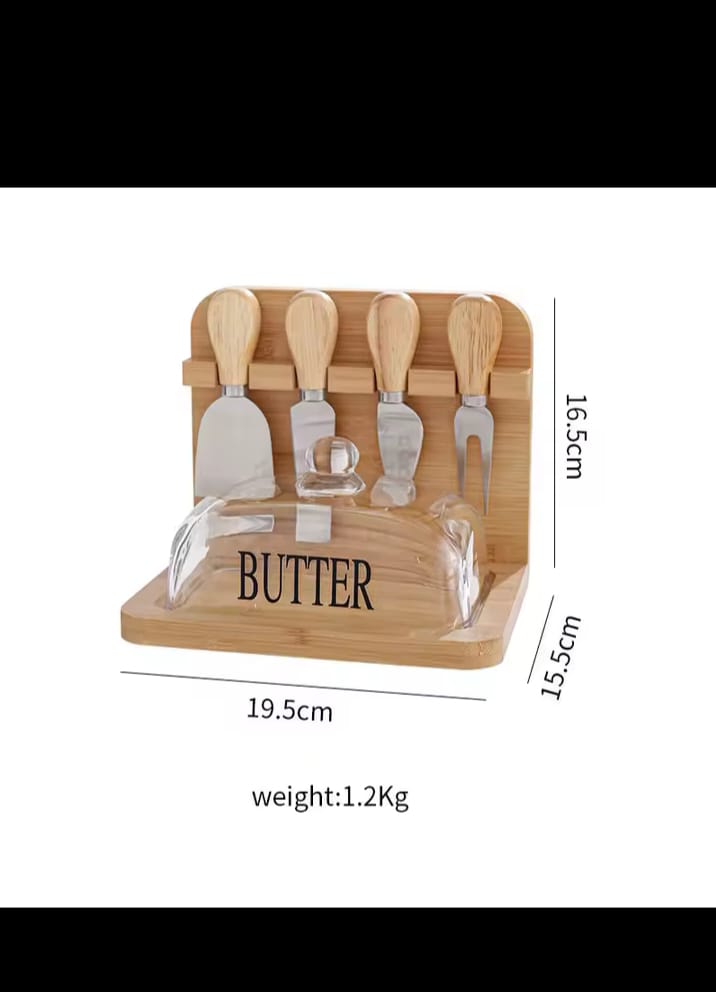 Butter Tray Set with Built-in Knives