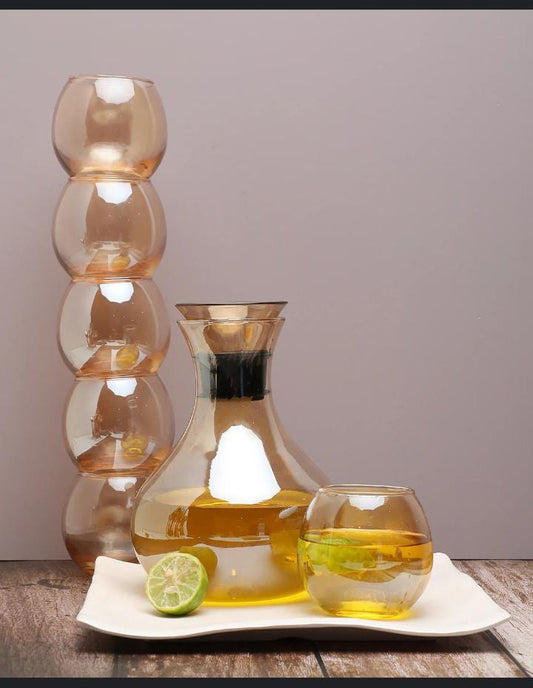 Lemon Decanter With 6 Glasses
