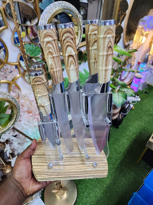 7pcs High quality Stainless steel knife set with Bamboo handle