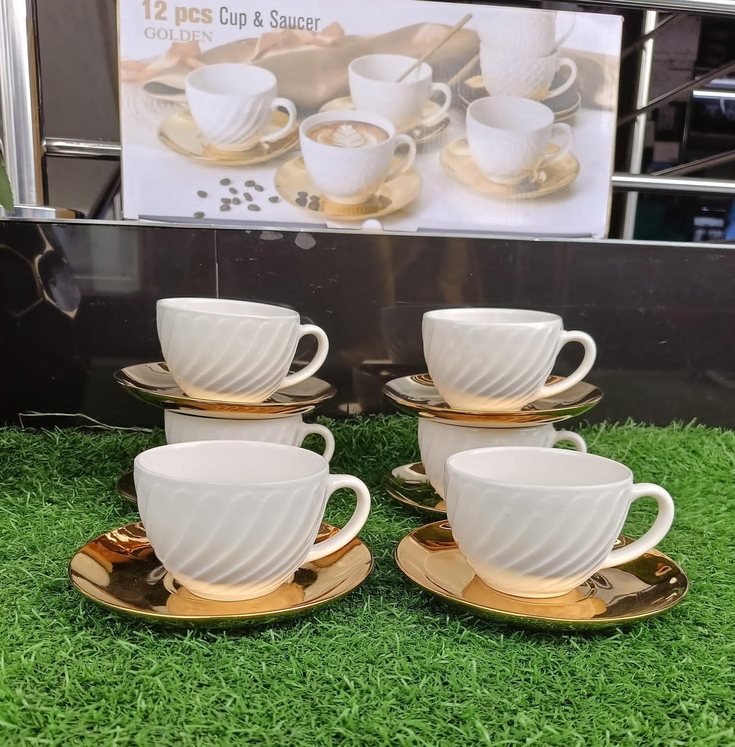 12pcs Golden Cup and Saucer