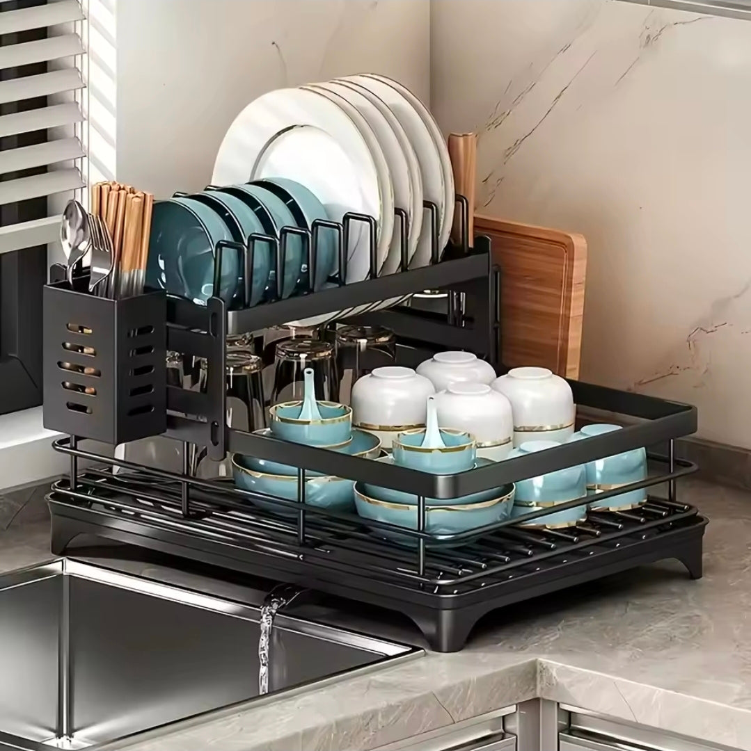 2 tier dish rack with cutlery holder & Chopping Board Holder