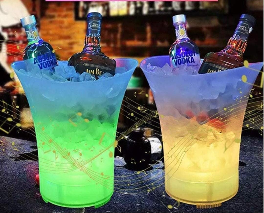 5-liter RGB LED ice bucket with a detachable Bluetooth speaker
