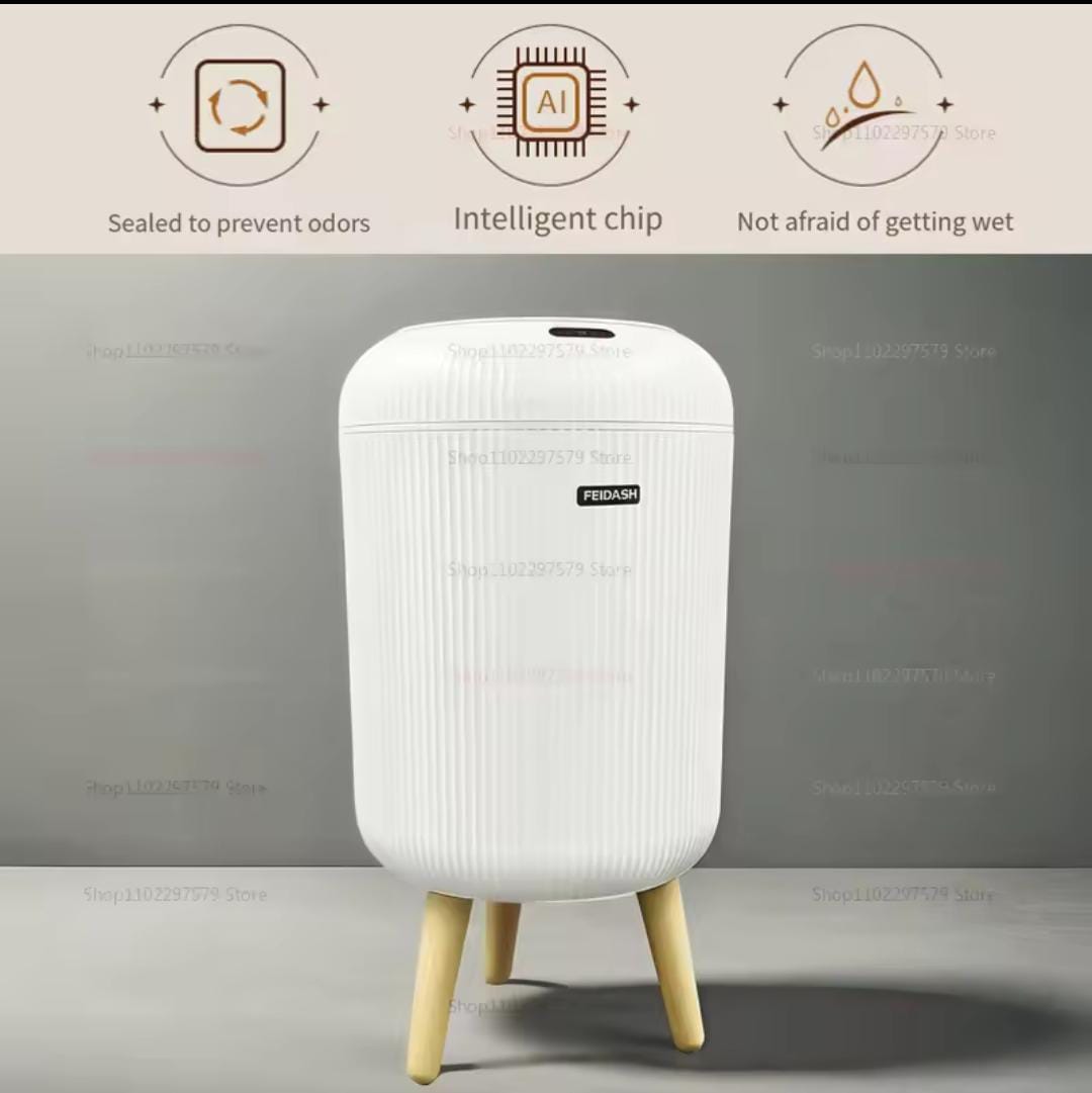 Smart Trash Can Automatic Flip Cover Simple White Can Be Used In Bedroom Office Kitchen Electricity Saving Trash Can Modern