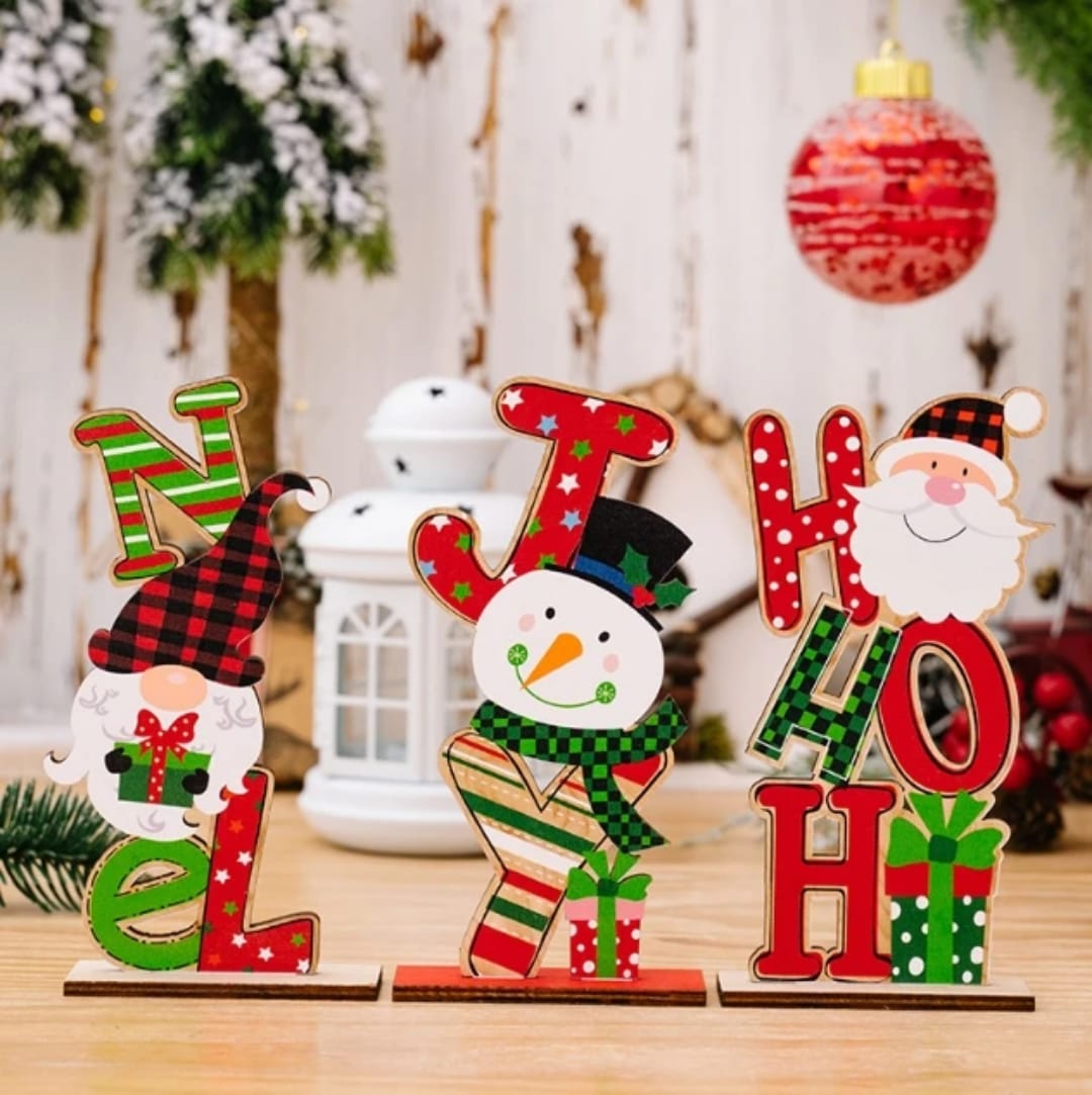 Wooden Christmas Desktop Ornaments Table