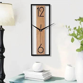Rectangular wood grain wall clock