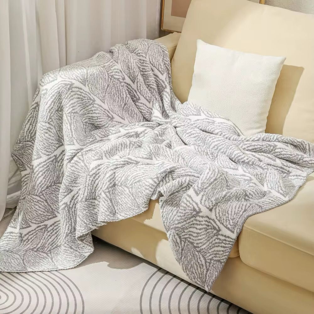 Leaf pattern micro fiber throw blanket