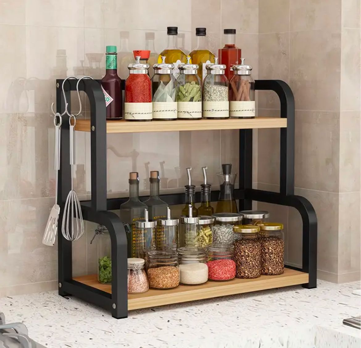 Stainless Steel Kitchen Storage Rack, Countertop Seasoning Multi-layer Storage Rack, Shelf Saving Space
