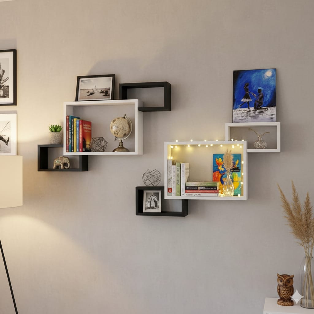 3PC CONNECTED BOXES FLOATING SHELVES