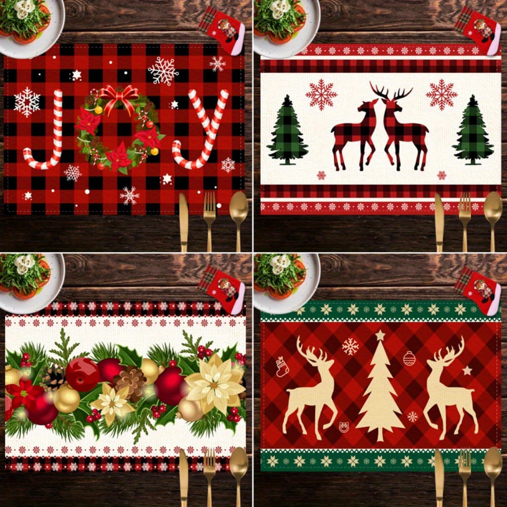 6pcs Christmas Placemats For Dining Table