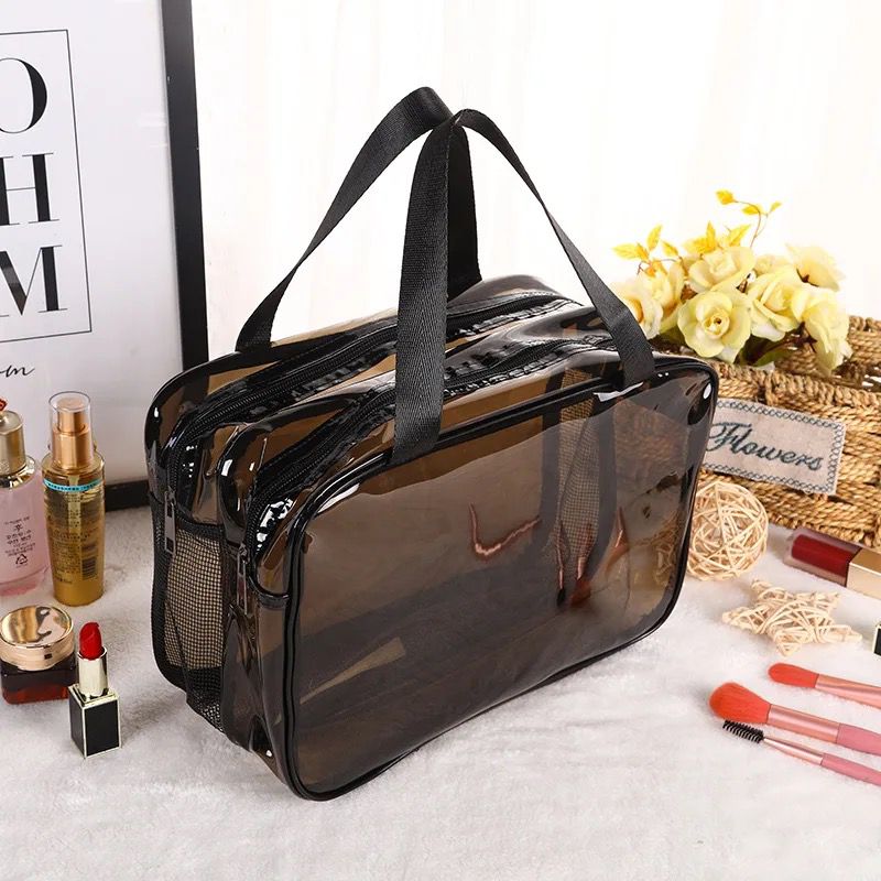 Big size Double sided transparent waterproof toiletries make up bag