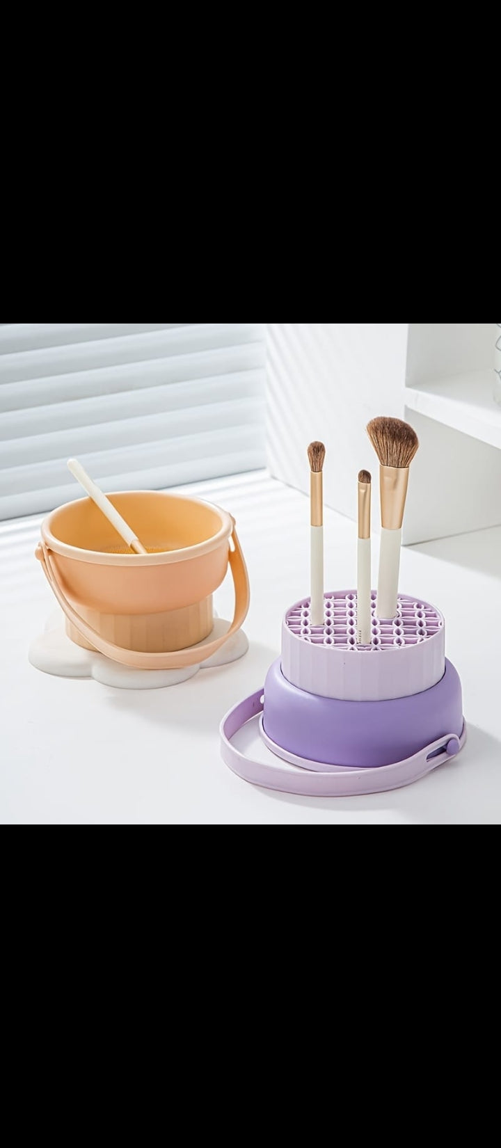 2 in 1 Silicone Makeup Brush Cleaning Bowl with Dryer on the other side
