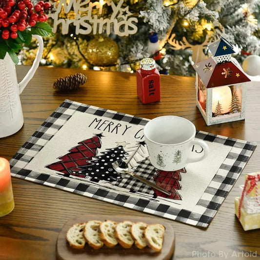 Plaid Christmas Rectangular Placemats Set of 2pcs 650/-