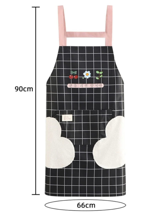 Waterproof cute checked floral Aprons with hand wipe towel
