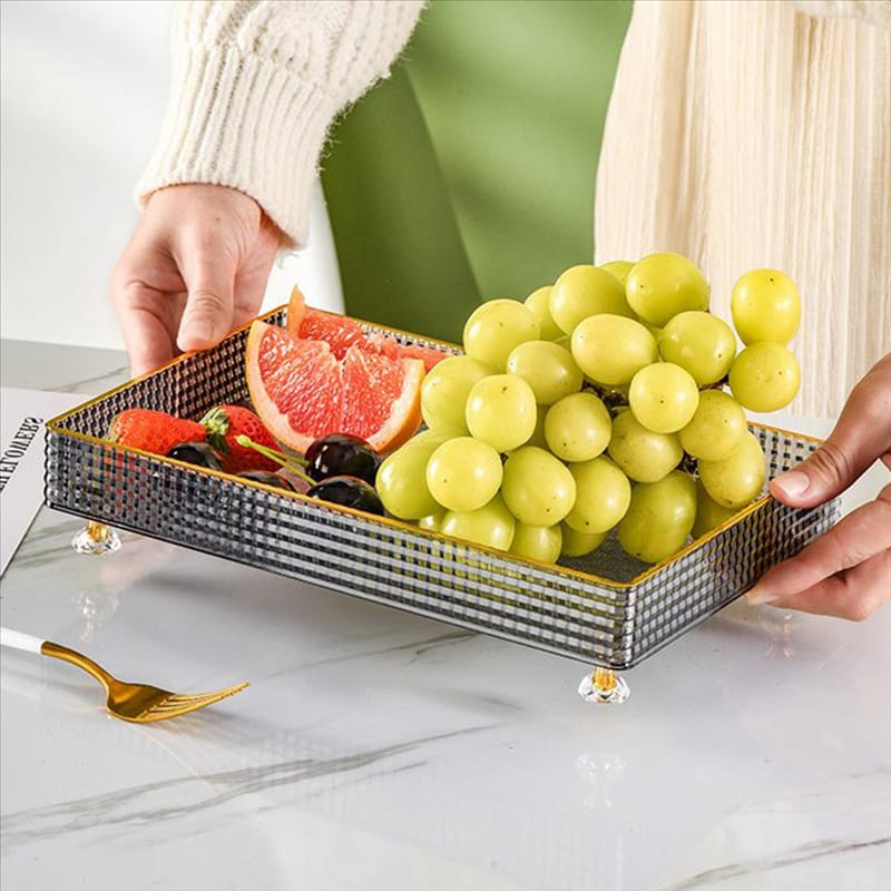 Multipurpose Acrylic Square Candy Serving Plate Bowl Stand with Base Tray