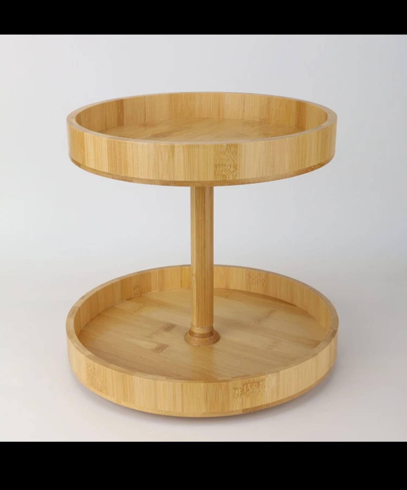 New Bamboo Double layer Rotating kitchen Seasoning storage Rack wood.