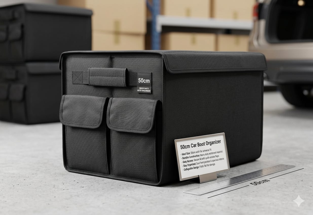 Foldable Premium Car Trunk Boot Organizer With Lid, Partitions & Handle