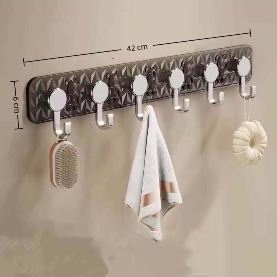 Strong wall-Mounted Hook Rack (6 Hooks