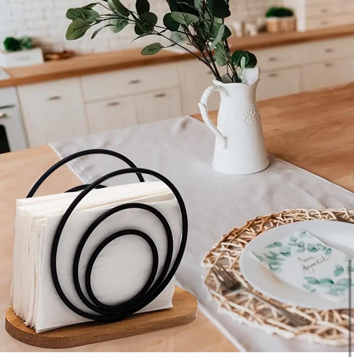 Elegant Metal Napkin Holders with Wooden