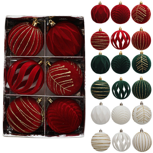 6PCS 8CM VELVET CHRISTMAS TREE DECOR BALLS