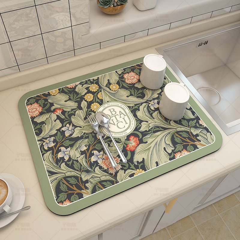 Absorbent dish drying mat