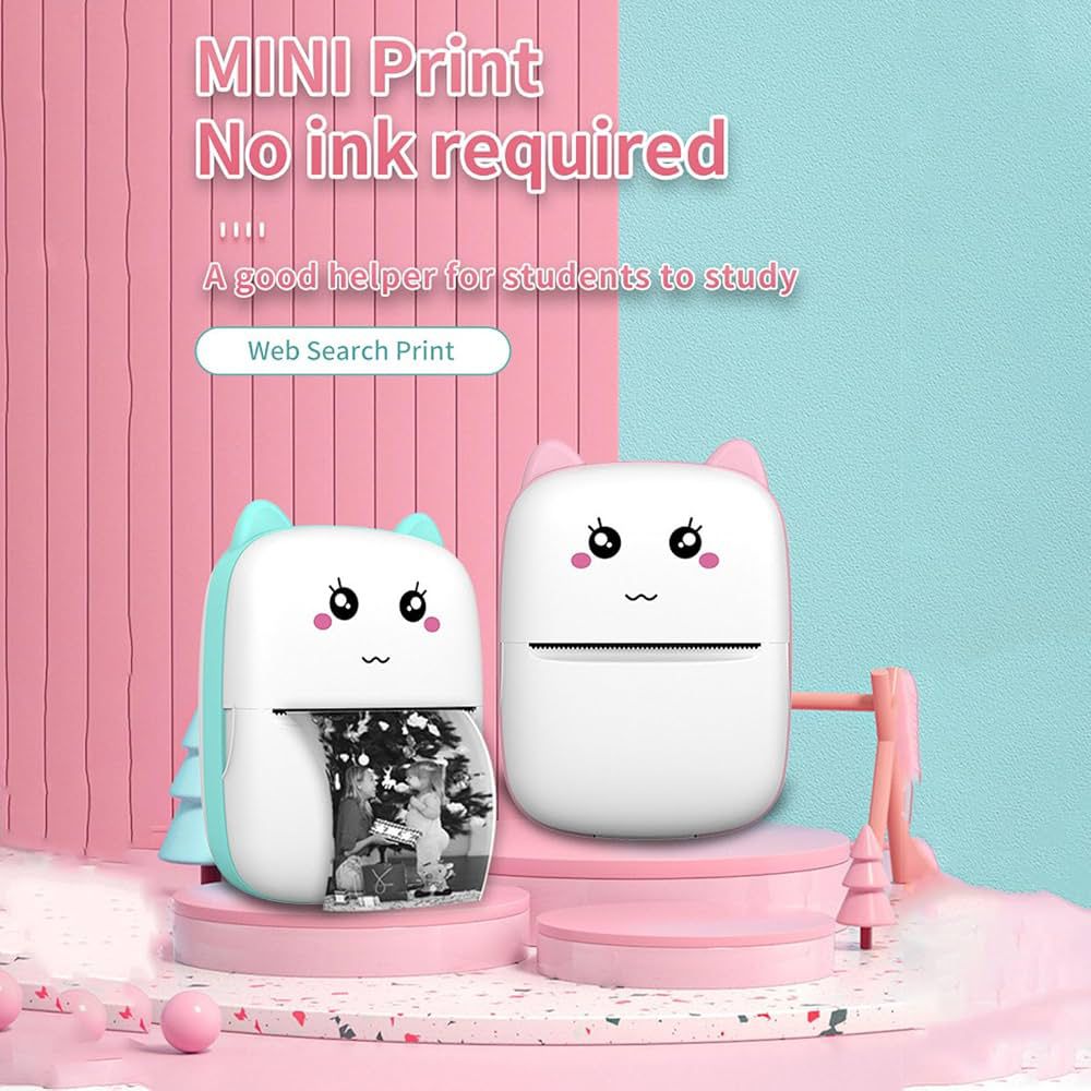 Portable Mini Pocket Bluetooth Thermal Printers with 3 FREE Roll Printing Papers/ Inkless Printer for Labels, Receipt, Photo,Notes, etc