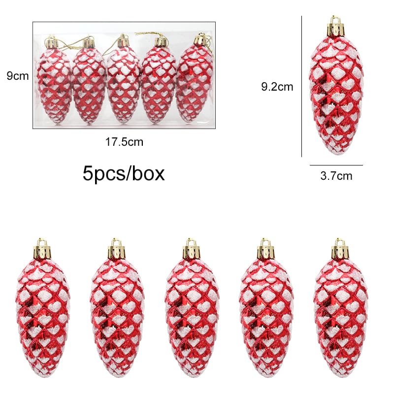 5Pcs Christmas Painted Pine Cone Balls