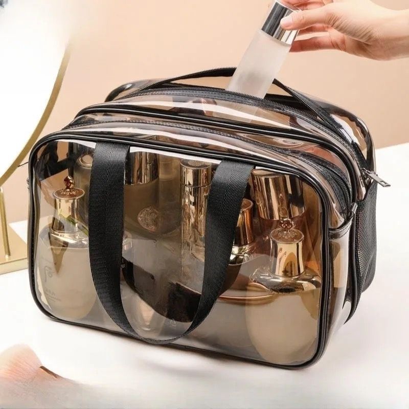 Big size Double sided transparent waterproof toiletries make up bag