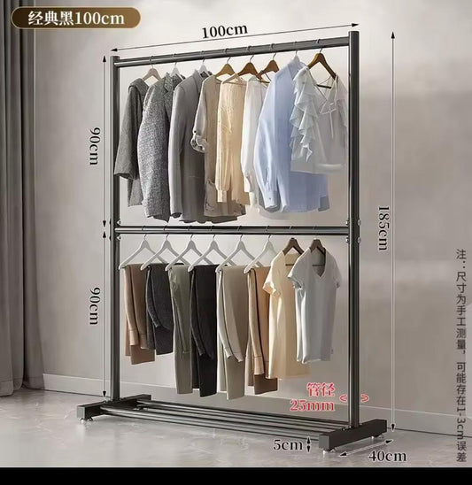 Clothes Rack for Living Room, Floor Standing Coat Hanger, Modern Closet Organizer, Multifunctional Shelves with Hook, Home