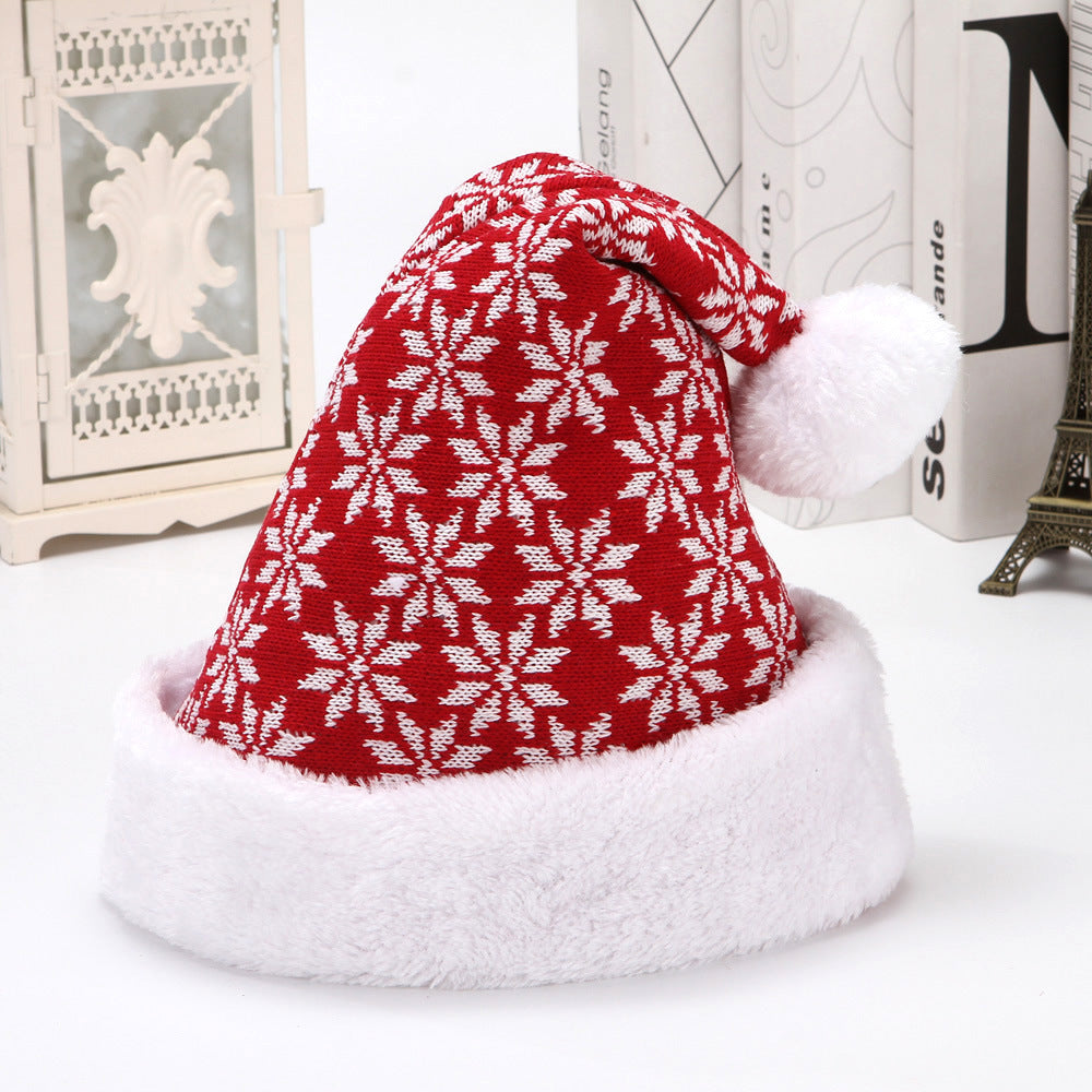 New Deer Knitted Wool Thick Plush Christmas Hat Adult Santa Claus Hat