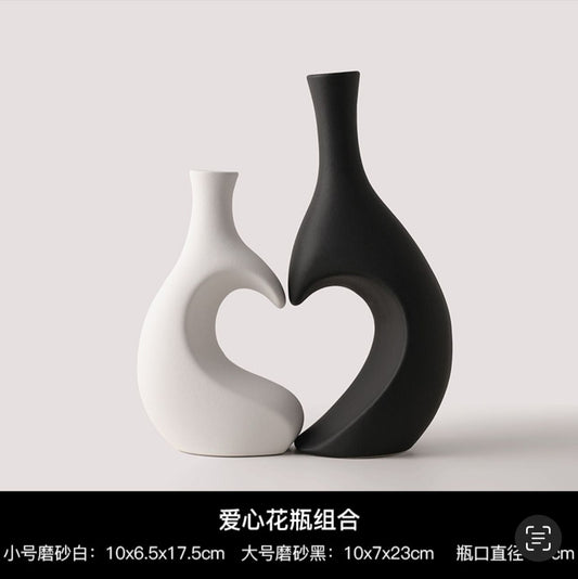Love Heart Ceramic Vase Set